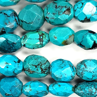 CHINESE TURQUOISE FACETED FLAT OVAL 10X12-12X16MM